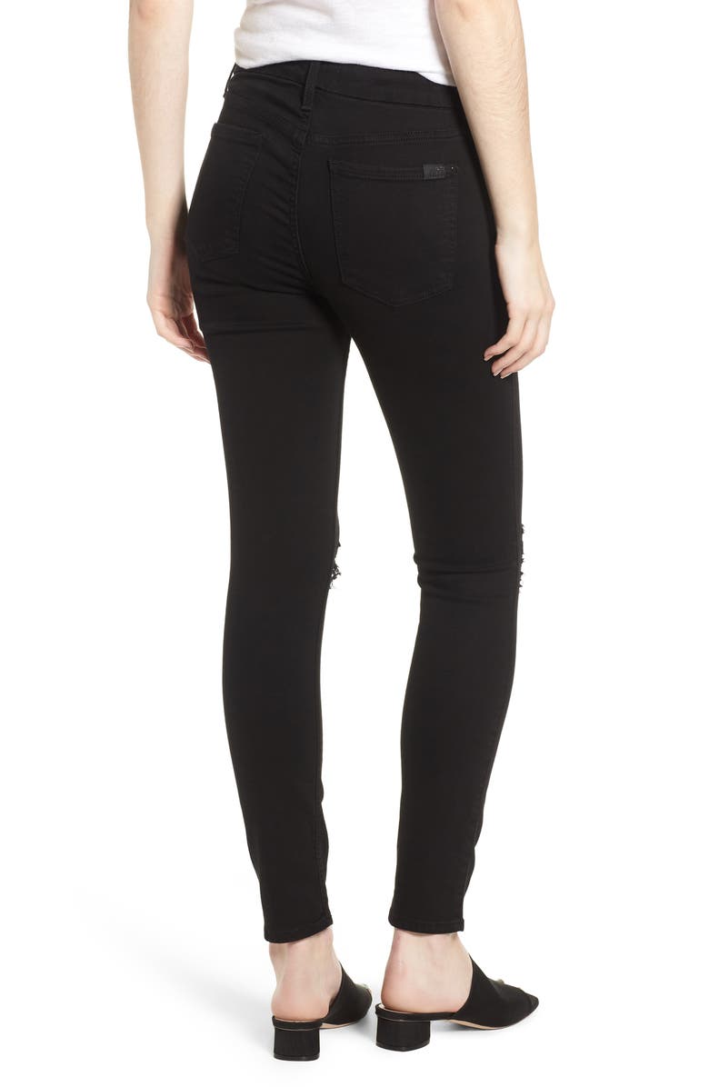 JEN7 by 7 For All Mankind Ripped Ankle Skinny Jeans, Alternate, color, Riche Touch Black Noir2