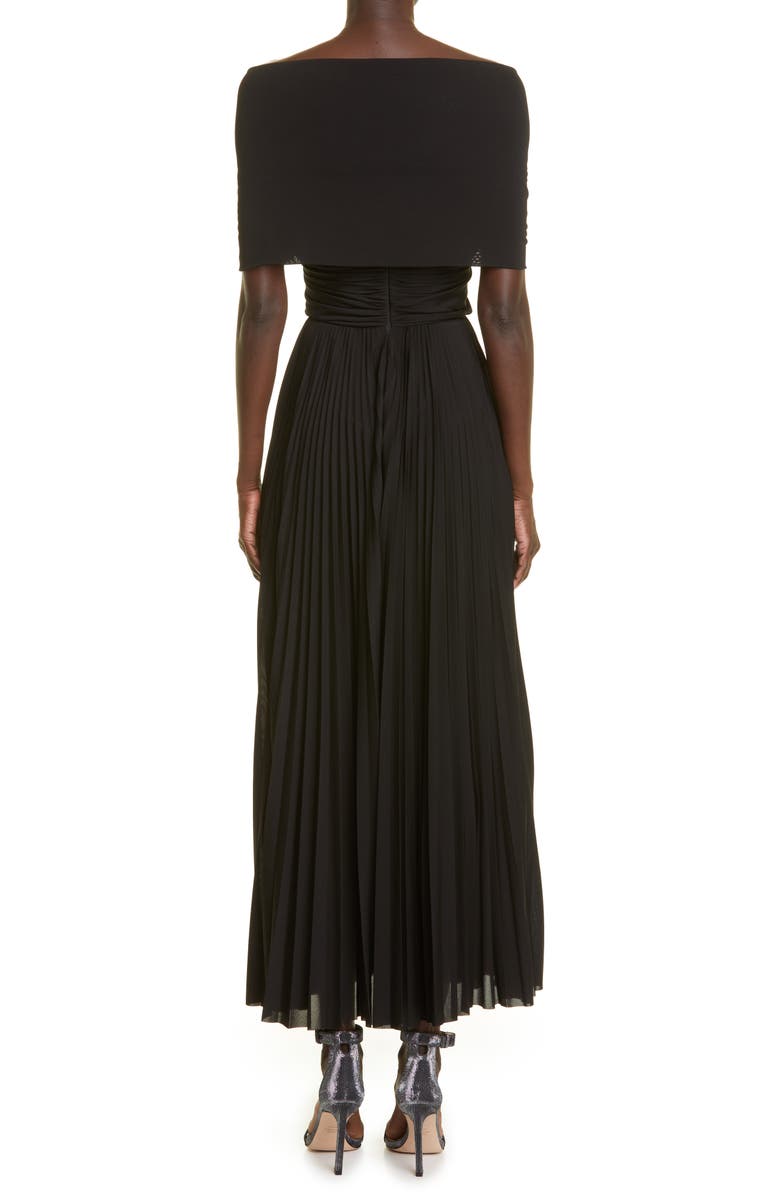 Brandon Maxwell Off the Shoulder Plunge Neck Midi Dress, Alternate, color,