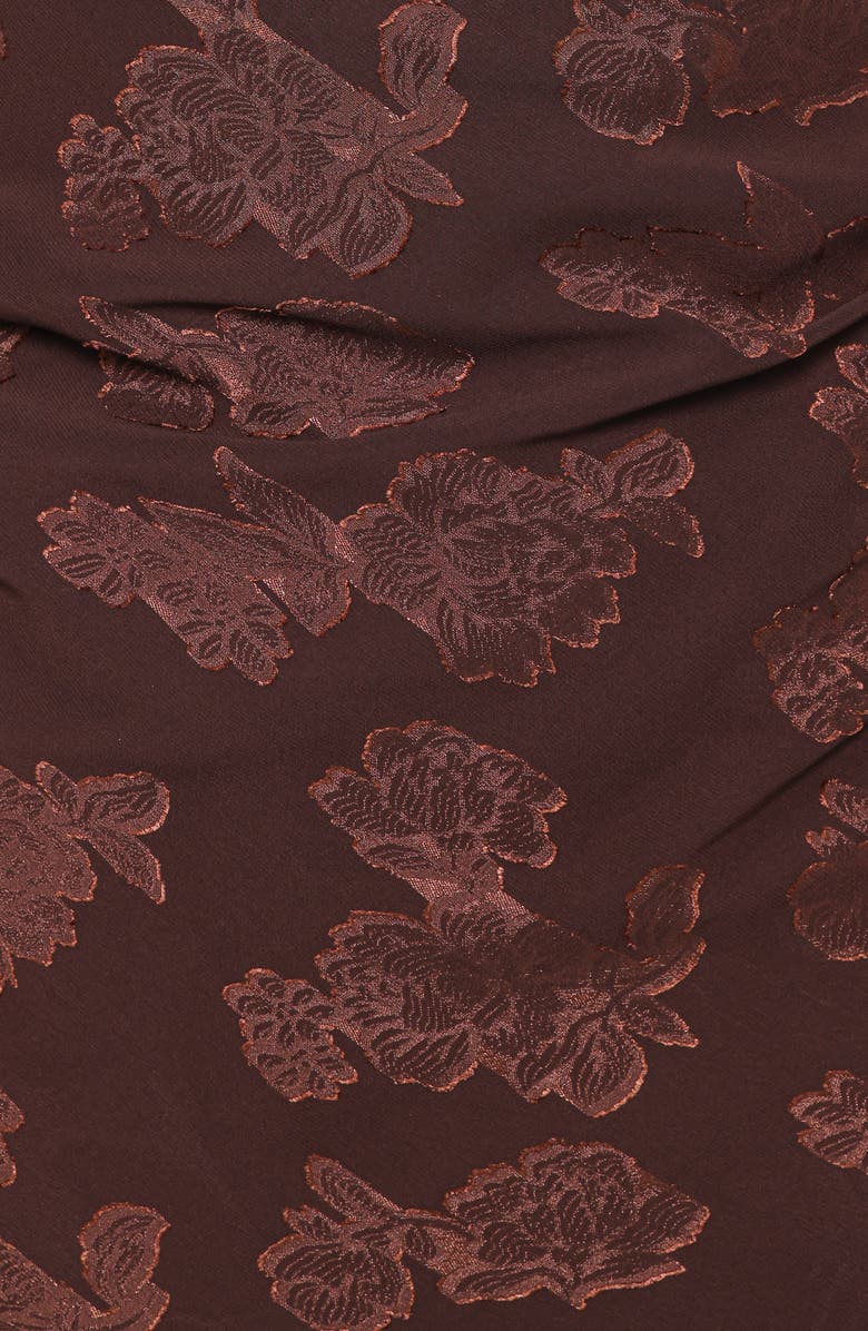 Petal & Pup Remy Floral Jacquard Maxi Cocktail Dress, Alternate, color, Brown