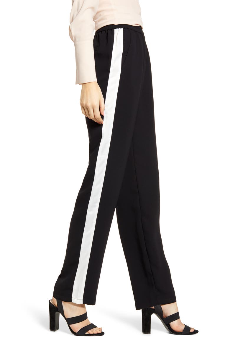 Stripe Track Pants, Alternate, color, BLACK- IVORY COMBO