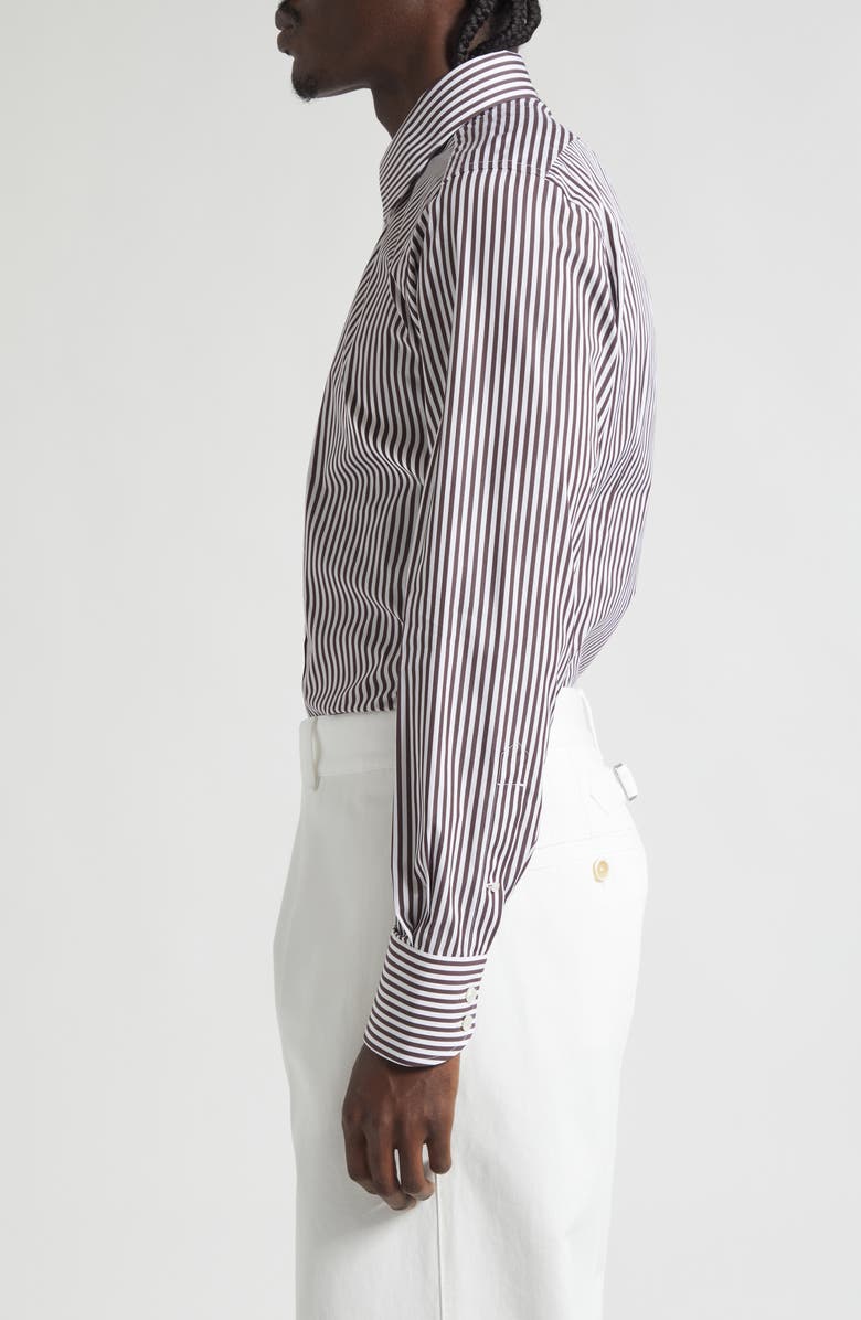 TOM FORD Slim Fit Ladder Stripe Button-Up Shirt, Alternate, color, White/ Brown