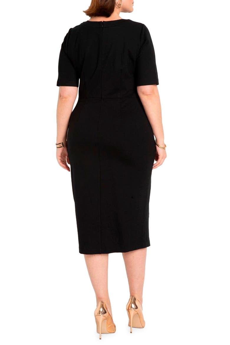 Button Detail Workwear Midi Dress, Alternate, color, BLACK