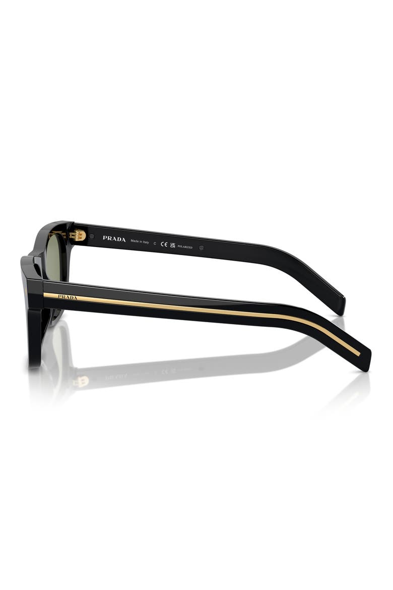 54mm Polarized Rectangular Sunglasses, Alternate, color, BLACK