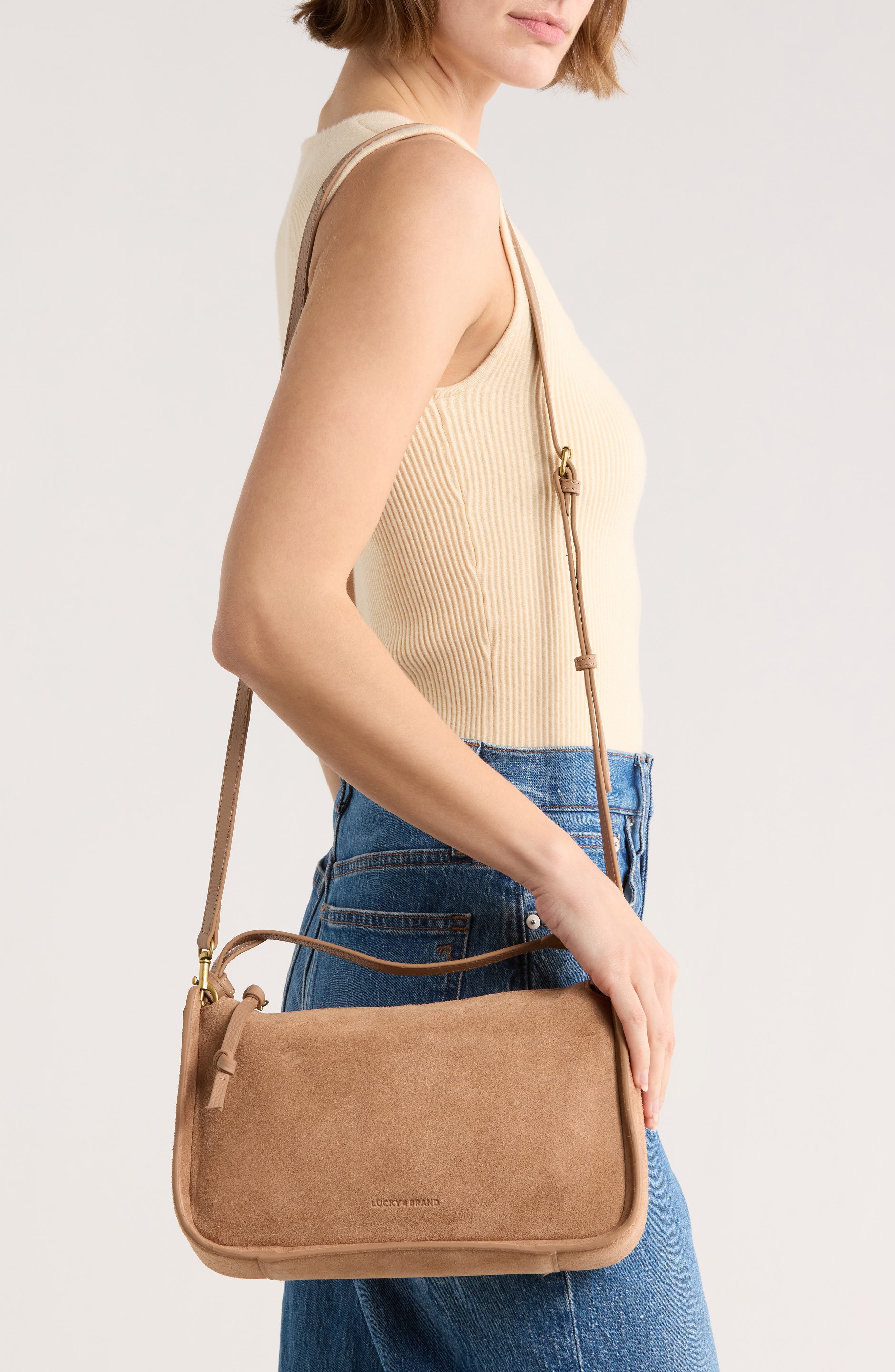 Lucky Brand Ayla Crossbody Bag, Alternate, color, Tuscanny Suede