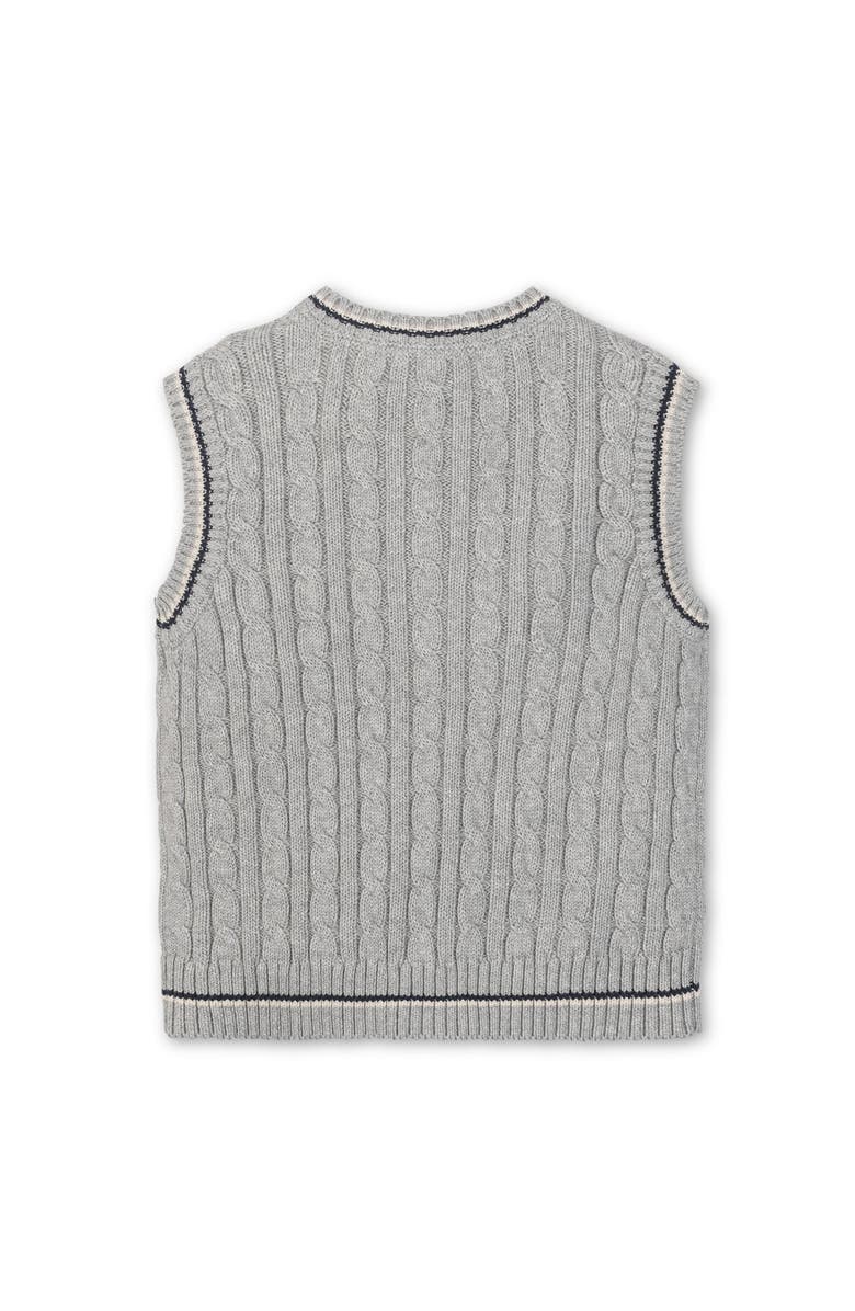 Hope & Henry Kids' Organic V-Neck Cable Sweater Vest, Alternate, color, Gray Heather Cable