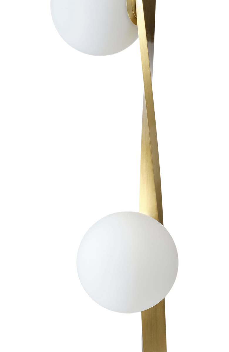 Brightech Nola 60" Dimmable LED Twisted Modern Floor Lamp with Glazed Glass Globes, Alternate, color, Antique Brass