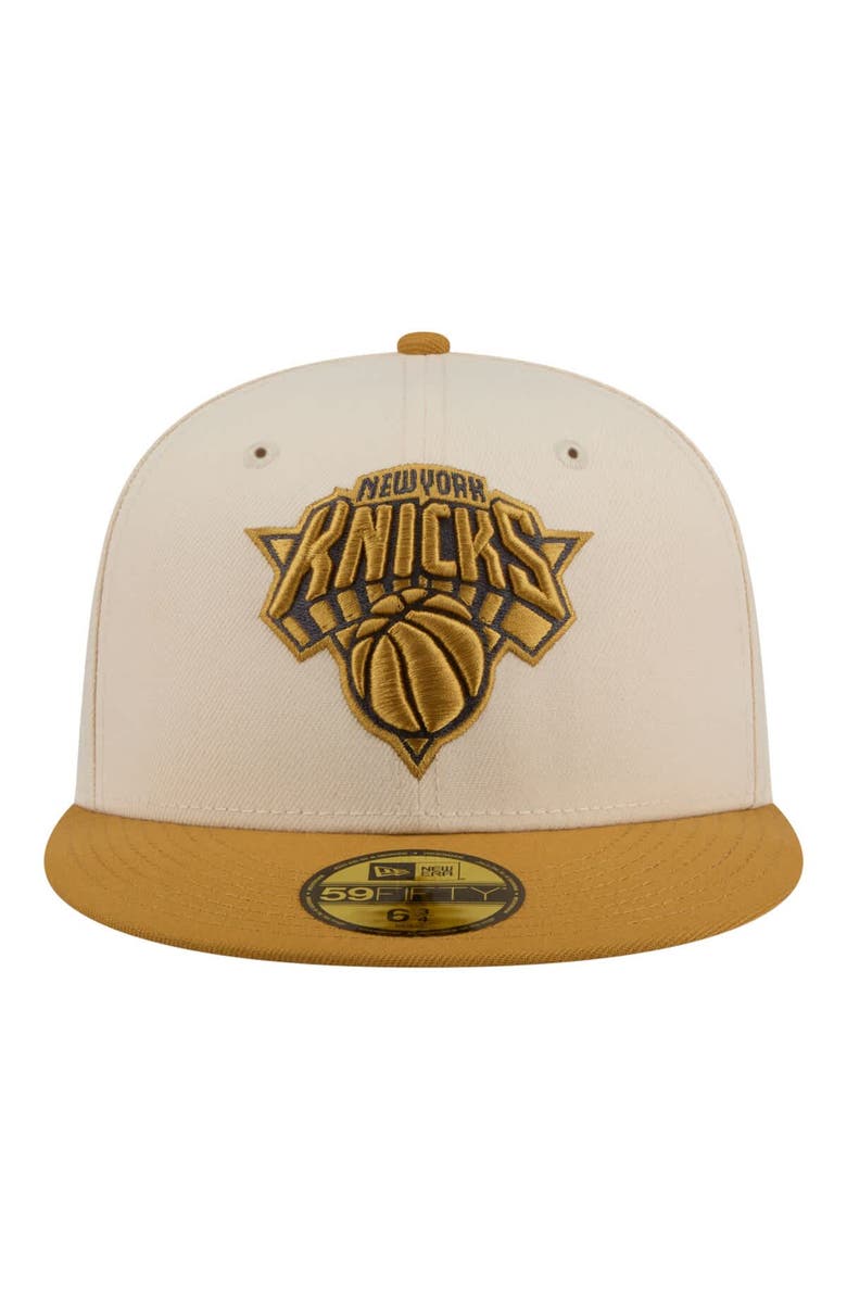 New Era Men's New Era Cream/Tan New York Knicks Two-Tone Color Pack 59FIFTY Fitted Hat, Alternate, color, Cream