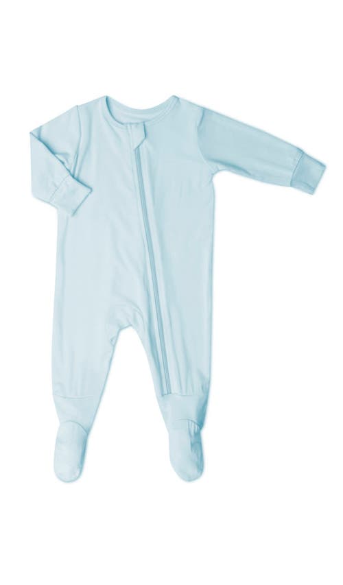 Everly Grey Jersey Long Sleeve Footie in Whispering Blue 