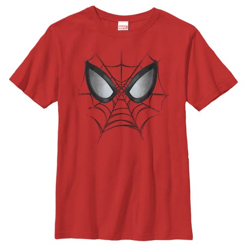 Marvel Boy's Spider-man Web Face Graphic T-shirt In Red