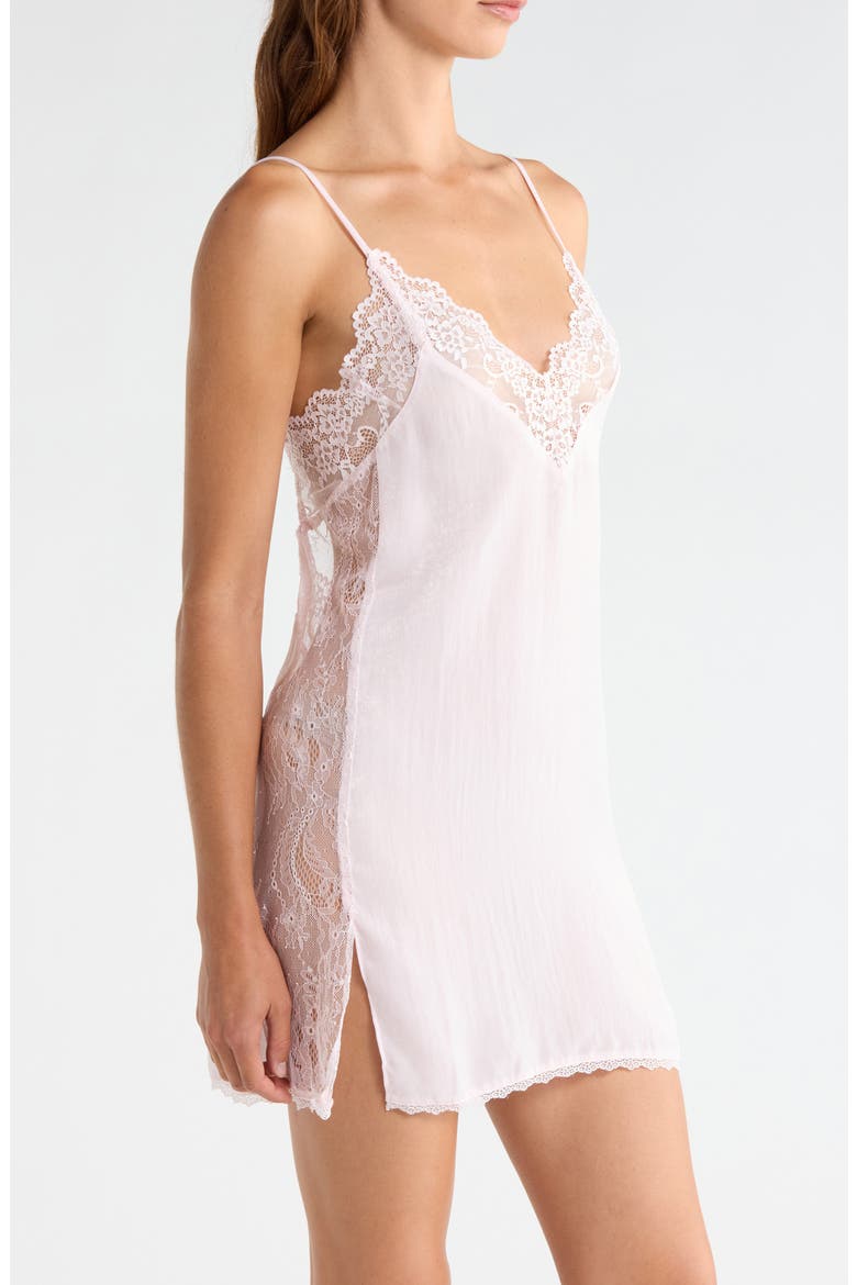 Maxine Lace Trim Satin Chemise, Alternate, color, ROSE