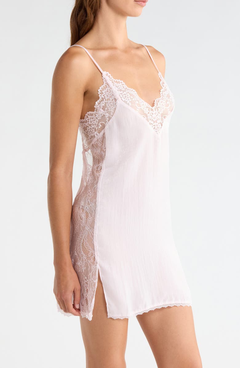In Bloom by Jonquil Maxine Lace Trim Satin Chemise, Alternate, color, Rose