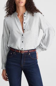 Madewell Band Collar Flannel Button-Up Shirt
