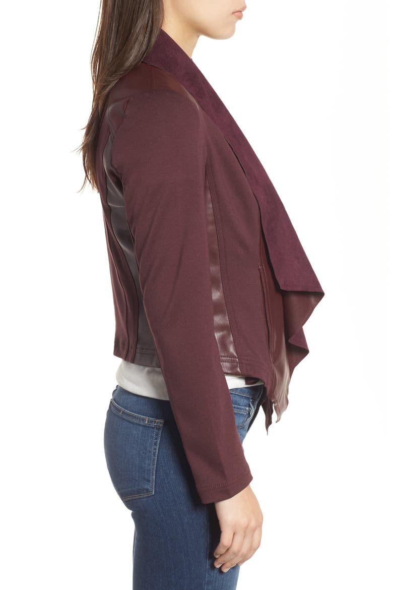 Drape Ponte Jacket, Alternate, color, BORDEAUX