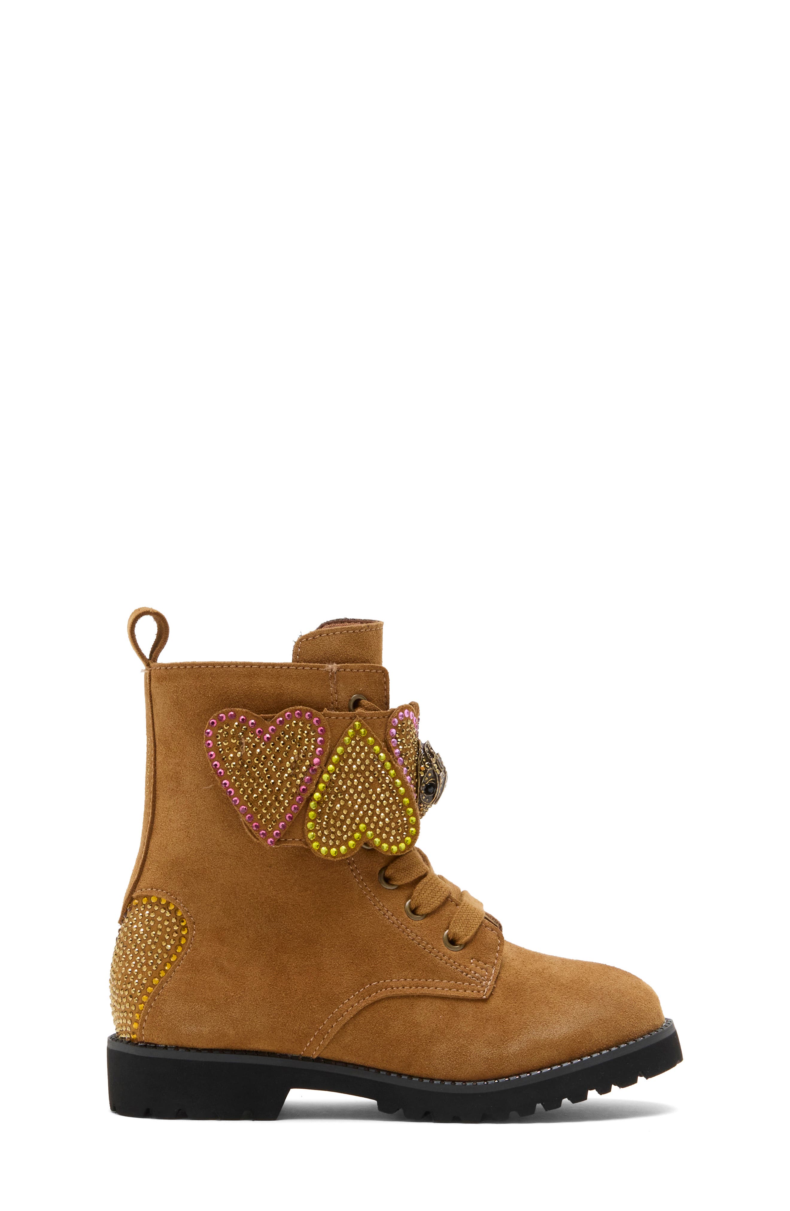 Kids' Min Heart Lace-Up Boot, Alternate, color, BROWN