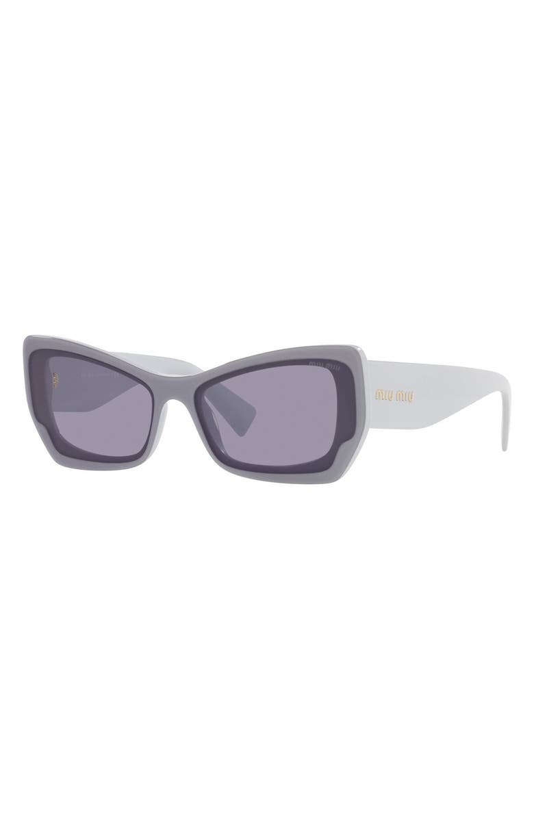 Miu Miu 60mm Irregular Sunglasses, Alternate, color, Light Blue / Grey
