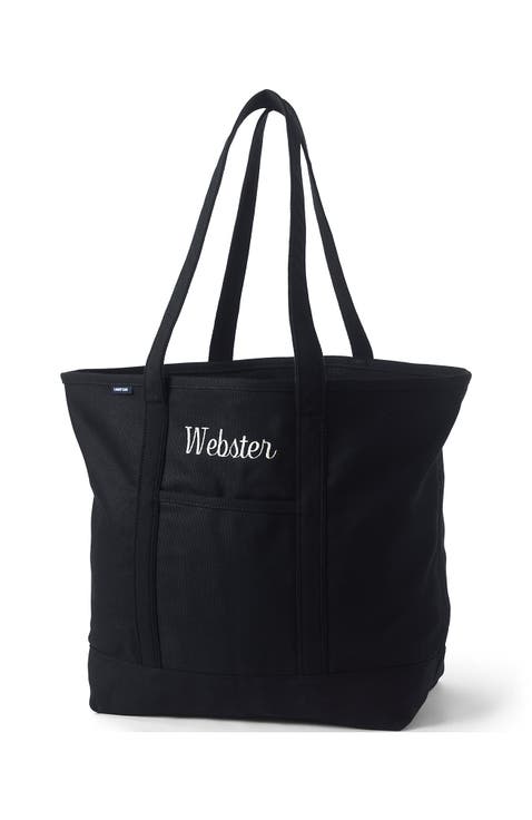 Lands’ End Canvas Open Top Tote Bag  Regular & Long Handle Carry All - Stylish  for Work  Travel  Beach  Errands  Great Gift