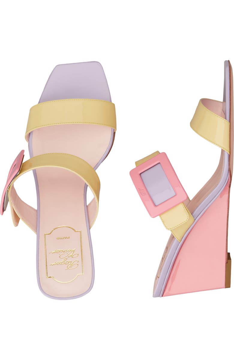 Roger Vivier Belle Vivier Colorblock Wedge Sandal, Alternate, color, Yellow/ Violet/ Pink