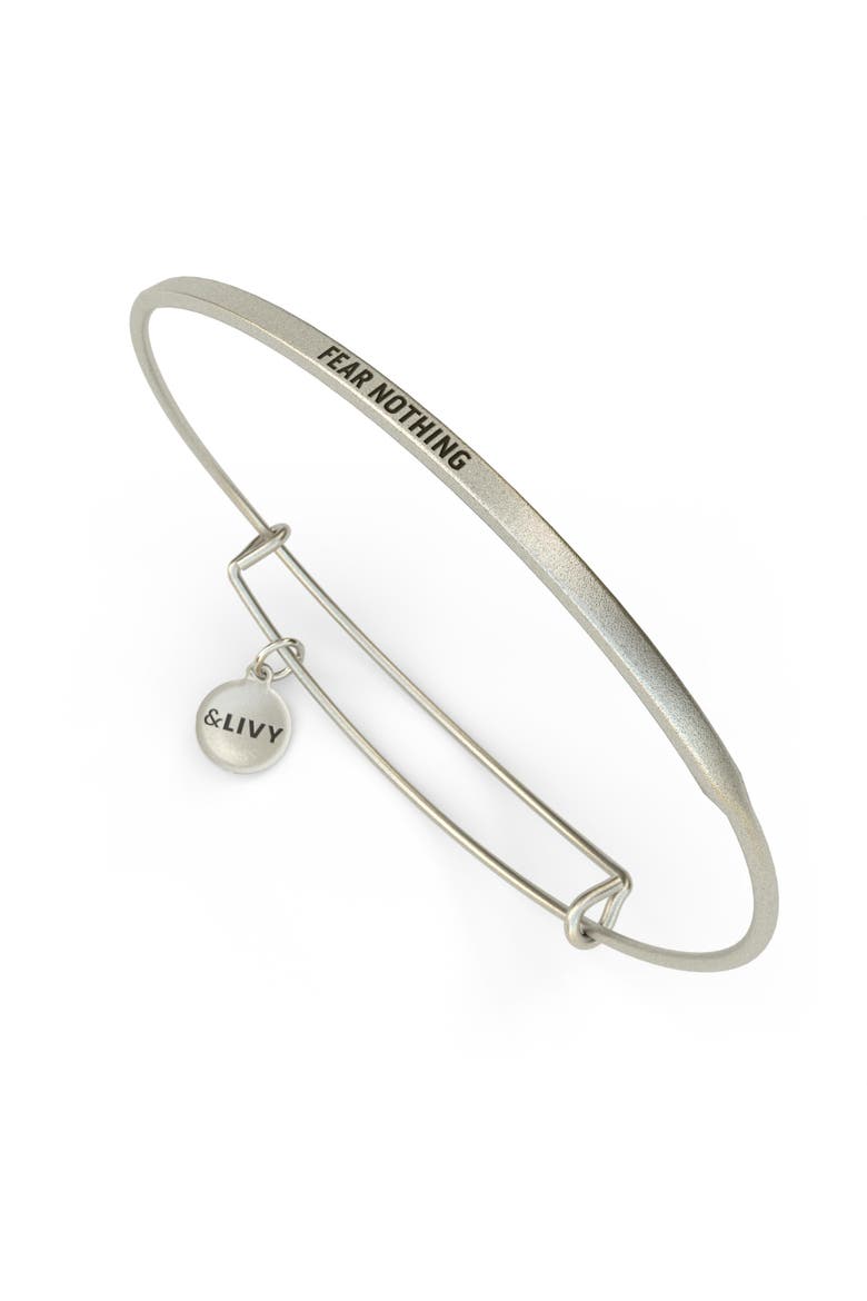 Posy Bangle Bracelet Fear Nothing, Main, color, Silver