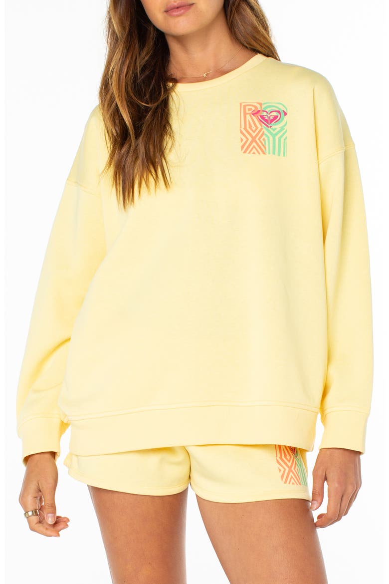 Morning Strole Graphic Crewneck Sweatshirt, Main, color, POPCORN