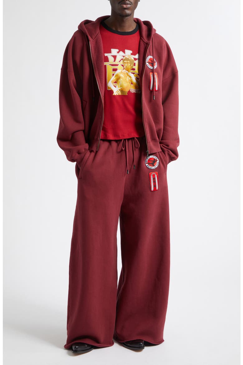 Bruce Lee Cotton Fleece Zip-Up Hoodie, Alternate, color, MERLOT