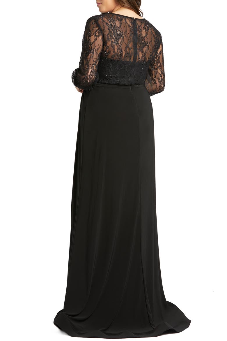 Sequin Lace Illusion High Sweetheart Neck Evening Gown, Alternate, color, BLACK