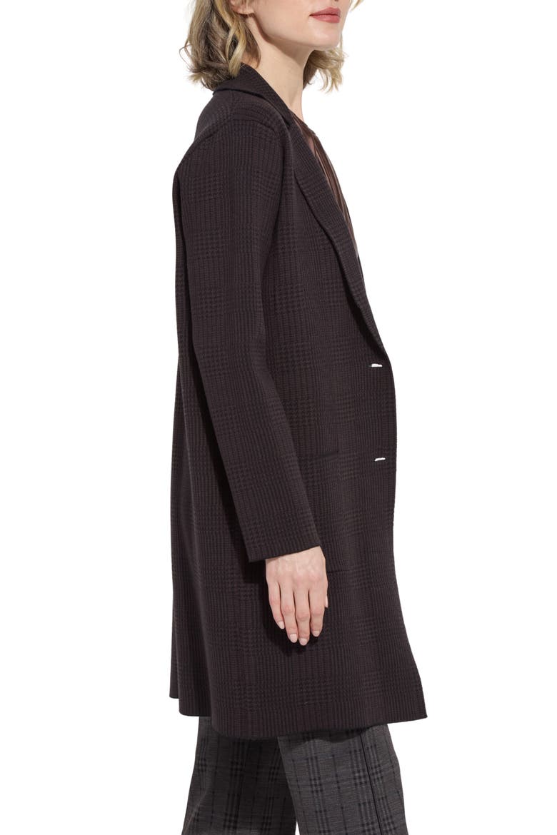 Lina Glen Plaid Jacquard Sweater Coat, Alternate, color, DOUBLE ESPRESSO BLACK