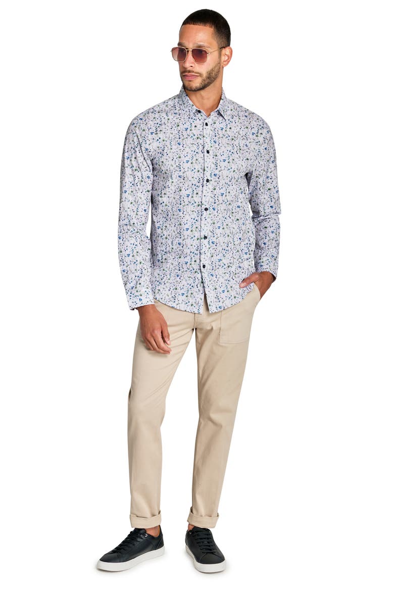 Mini Floral Print Long Sleeve Shirt, Alternate, color, WHITE/BLUE