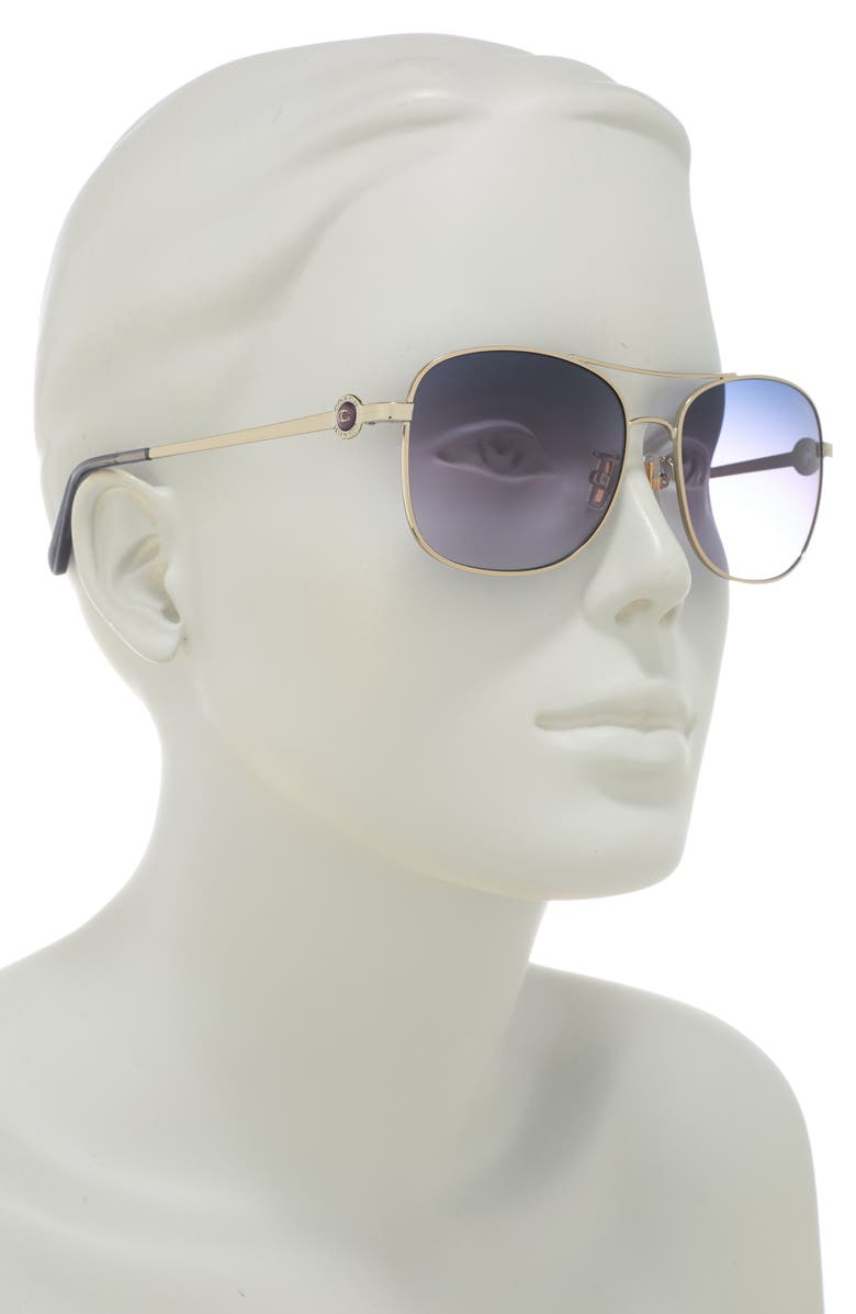 COACH 56mm Rectangle Downtown Sunglasses, Alternate, color, Shiny Gold
