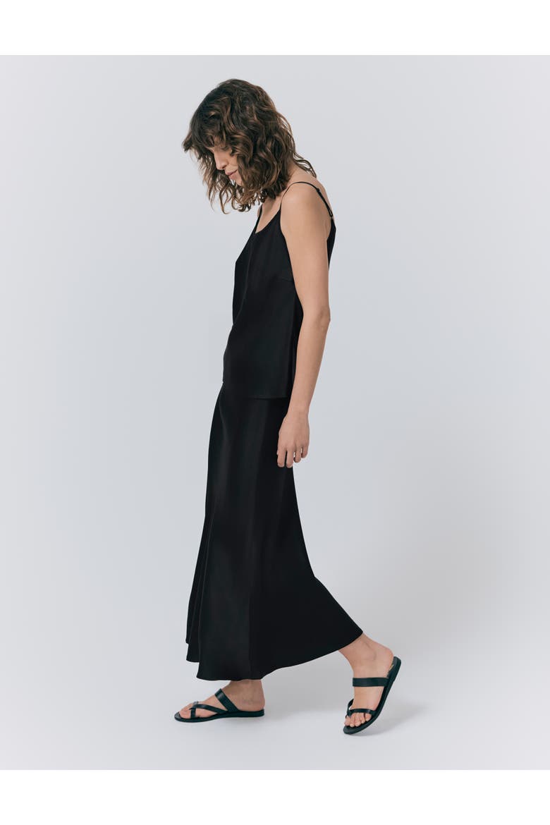 Luna Satin Slip Skirt, Alternate, color, Black