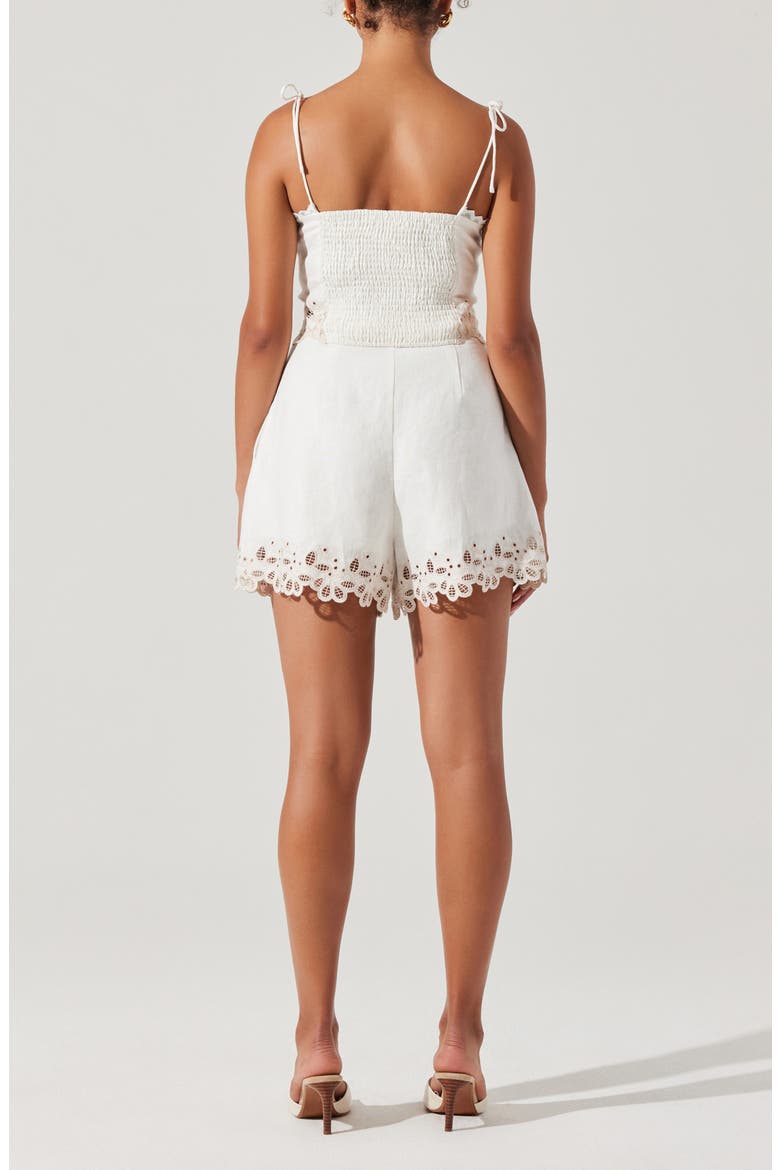 Kiya Eyelet Hem Linen Camisole, Alternate, color, WHITE