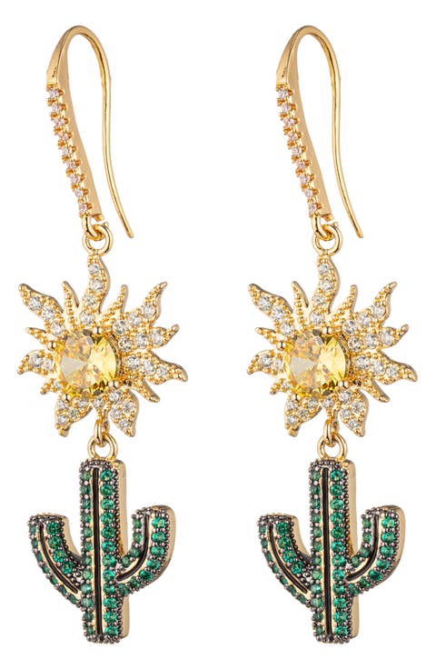 Palm Springs Sun & Cactus Drop Earrings