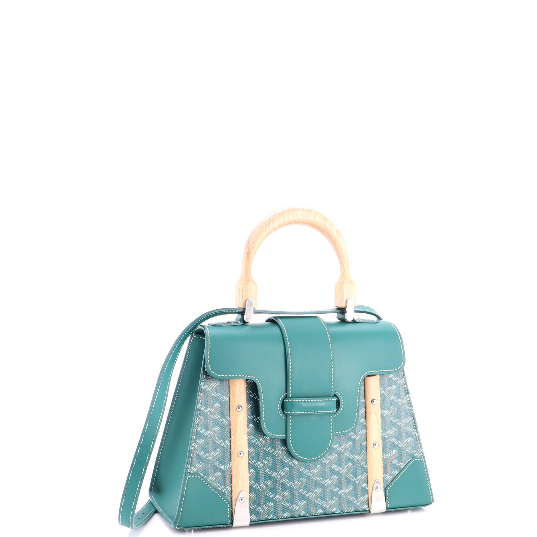 Saigon Top Handle Bag Coated Canvas with Leather PM, Alternate, color, Green