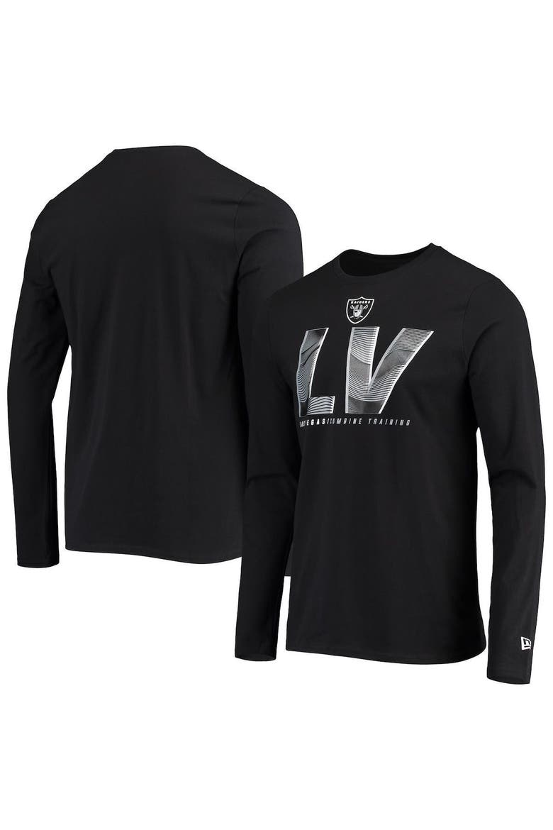 Men's New Era Black Las Vegas Raiders Combine Authentic Static Abbreviation Long Sleeve T-Shirt, Main, color, Black