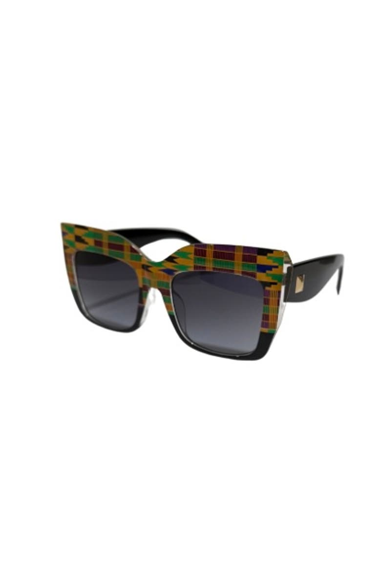 KB Kente Cat Eye Oversized 55mm Sunglasses, Alternate, color, multicolor