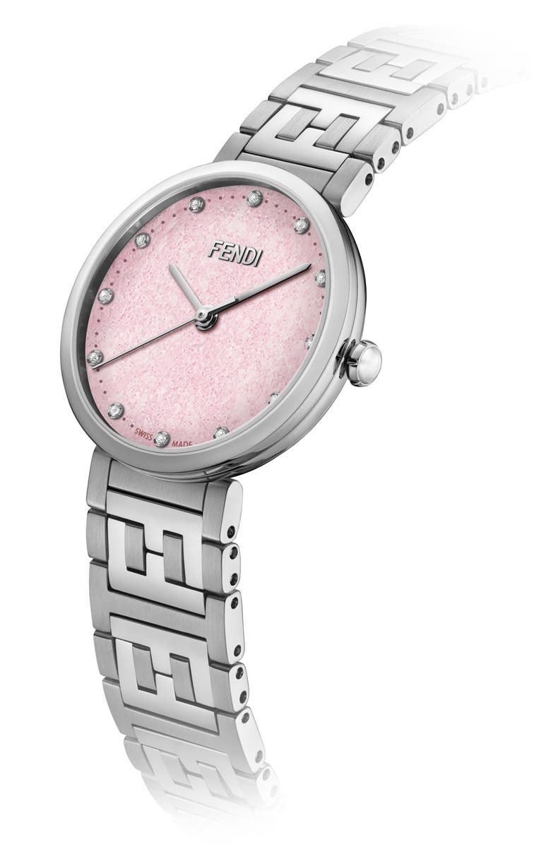 Fendi Forever Fendi Diamond Bracelet Watch, 29mm, Alternate, color, Silver/ Pink/ Silver