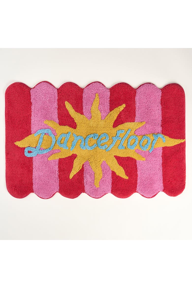 Punjab Dance Floor 100% Cotton Bath Mat 23.5" x Spa-Inspired, Main, color, Red - Pink