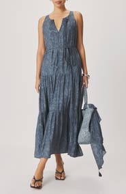 Splendid Iris Paisley Print Tiered Maxi Dress
