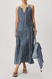 Splendid Iris Paisley Print Tiered Maxi Dress