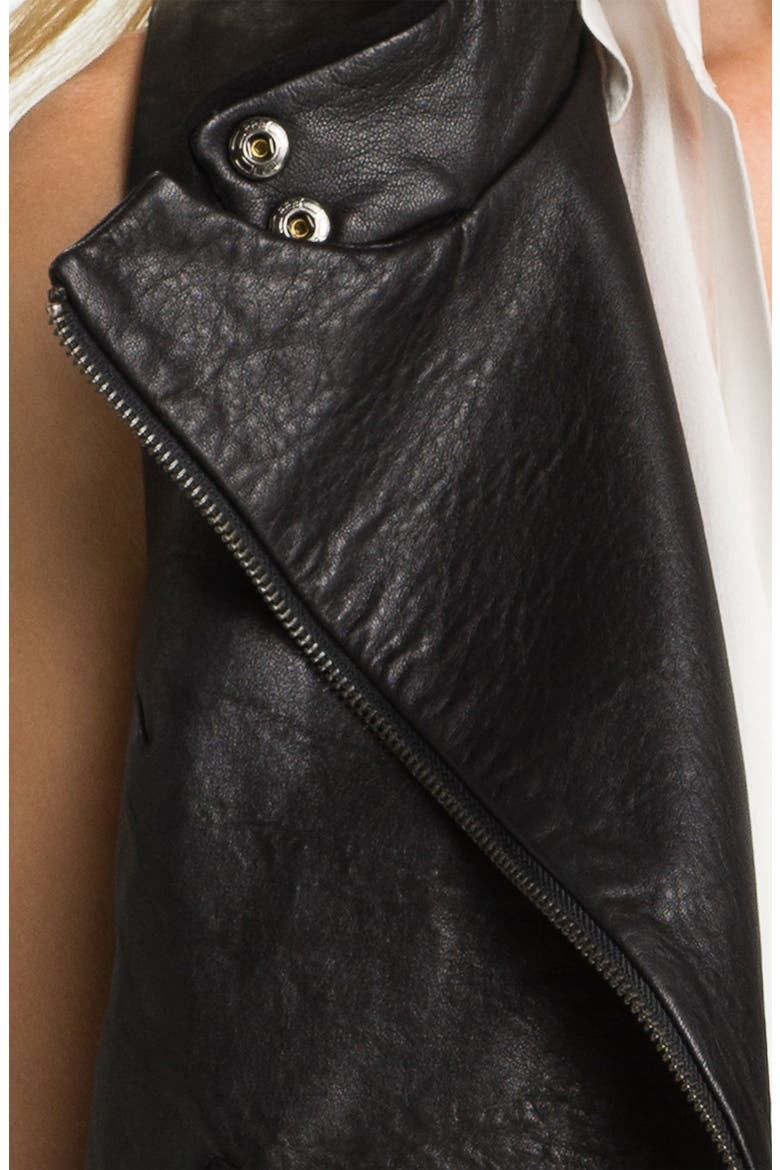 Zip Back Leather Vest, Alternate, color, RICH BLACK