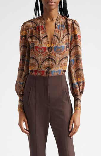 Veronica Beard Esmeralda Print Silk Top