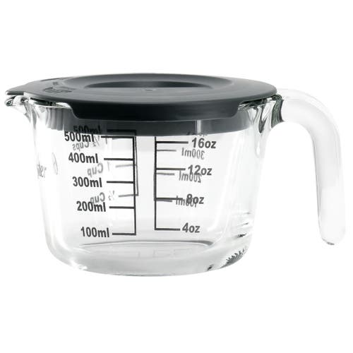 Oster Coolidge 16 Ounce Glass Measuring Cup With Lid In Gray