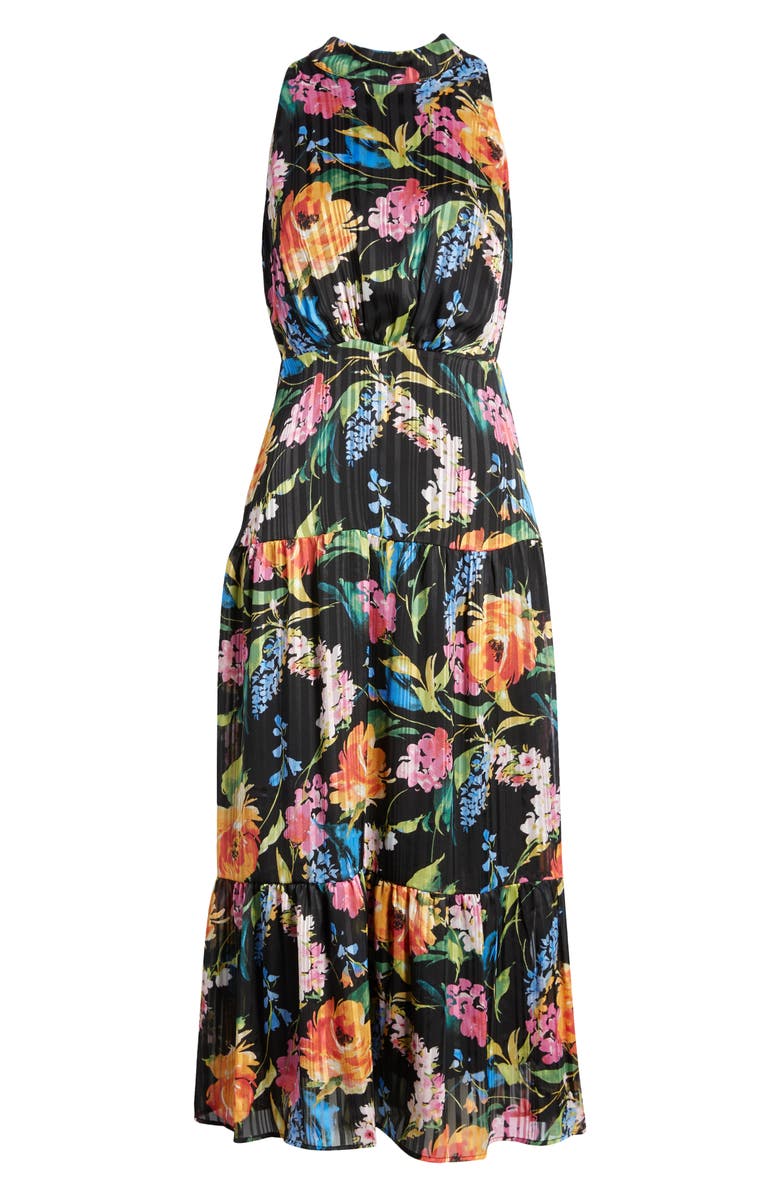 Sam Edelman Rainbow Floral High Neck Midi Dress, Alternate, color, 