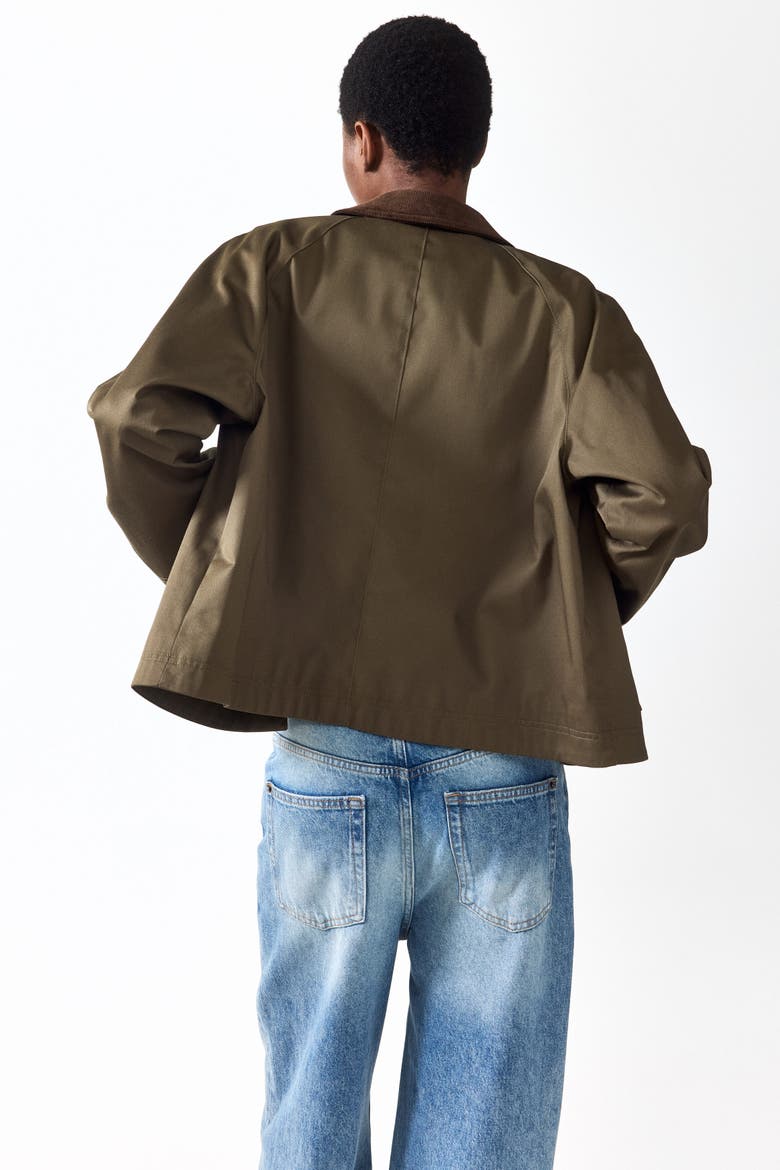 Jacket With Corduroy Collar, Alternate, color, Dark khaki green