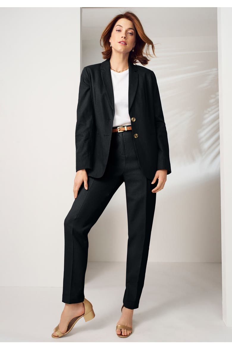 Linen Pleat-Front Pant, Alternate, color, BLACK