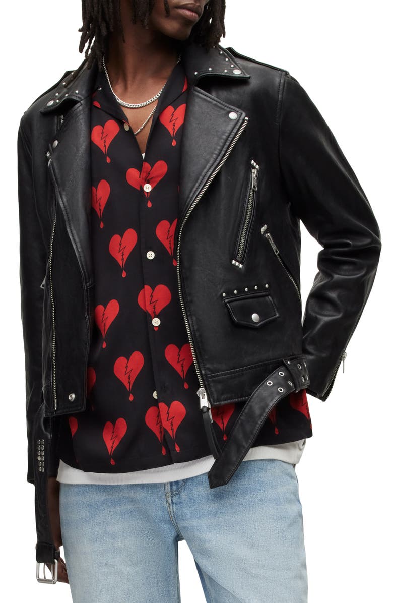 AllSaints Nade Leather Biker Jacket, Main, color,