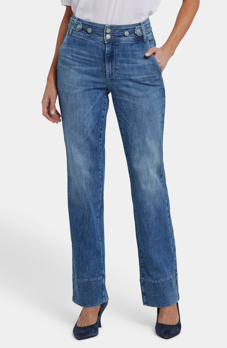 NYDJ Bailey Tab Waist Relaxed Straight Leg Jeans, Main, color, Washed Crystal