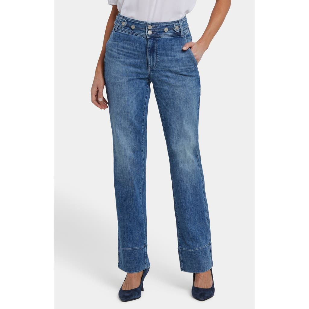 Nydj Bailey Tab Waist Relaxed Straight Leg Jeans In Blue