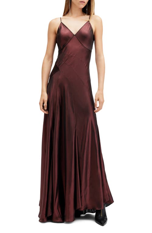 AllSaints Lili Maxi Dress in Metallic Red 