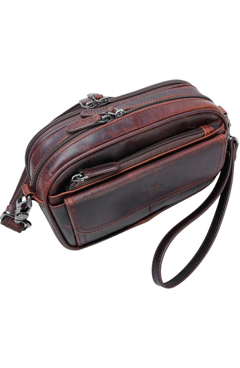 Mancini Buffalo Leather Organizer Crossbody Bag, Alternate, color, Brown