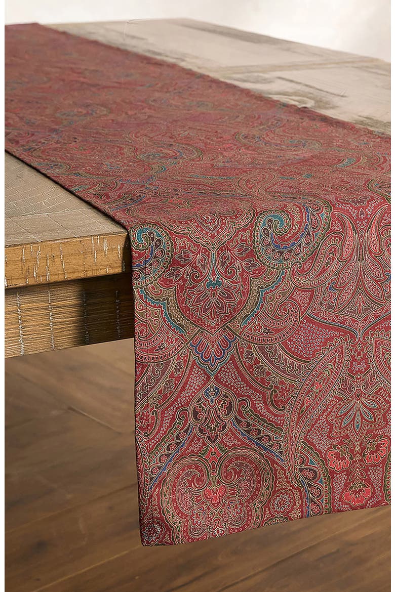 Paisley Linen Table Runner, Alternate, color, RED